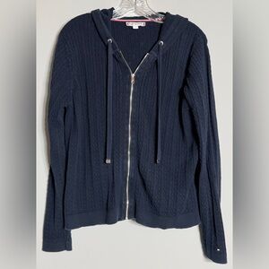 Tommy Hilfiger Dark Blue Knit Hooded Sweater Size L